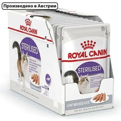 Royal Canin Sterilised со вкусом мяса влажный корм для стерилизованных кошек паштет, 12 х 85г  #1