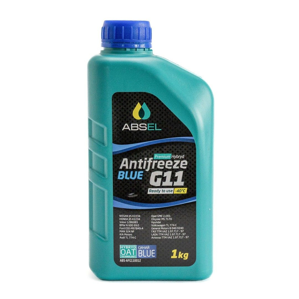 Охлаждающая жидкость ABSEL Антифриз гибридный G11 Синий -40C 1 кг ANTIFREEZE BLUE ABSAFG110012 28084 #1