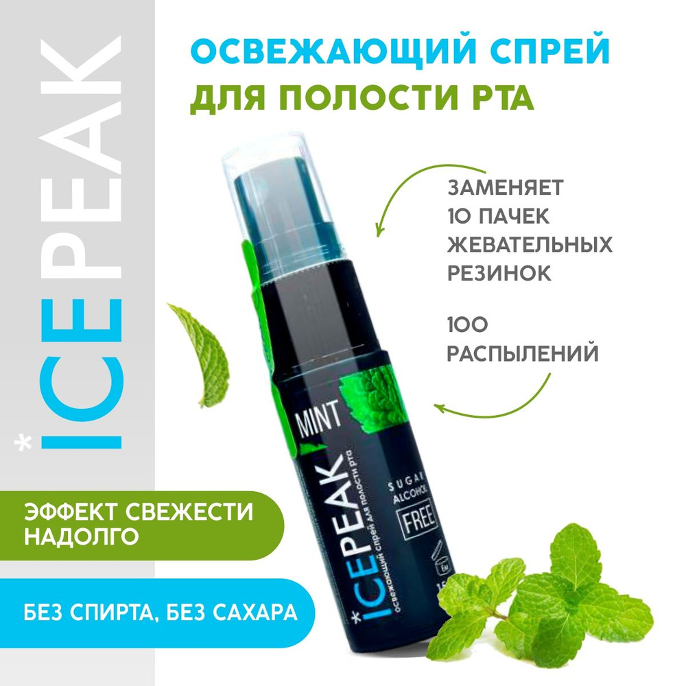 Спрей освежитель для рта ICEPEAK со вкусом мяты, 15 мл. #1