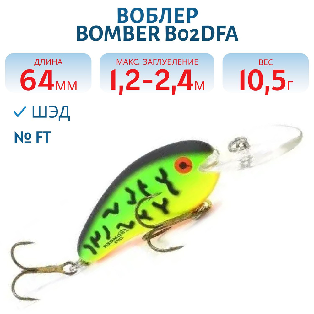 Воблер BOMBER B02DFA, цвет FT #1