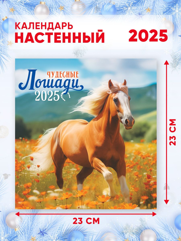 Настенный календарь на 2025 г, 46*23 см Чудесные лошади #1