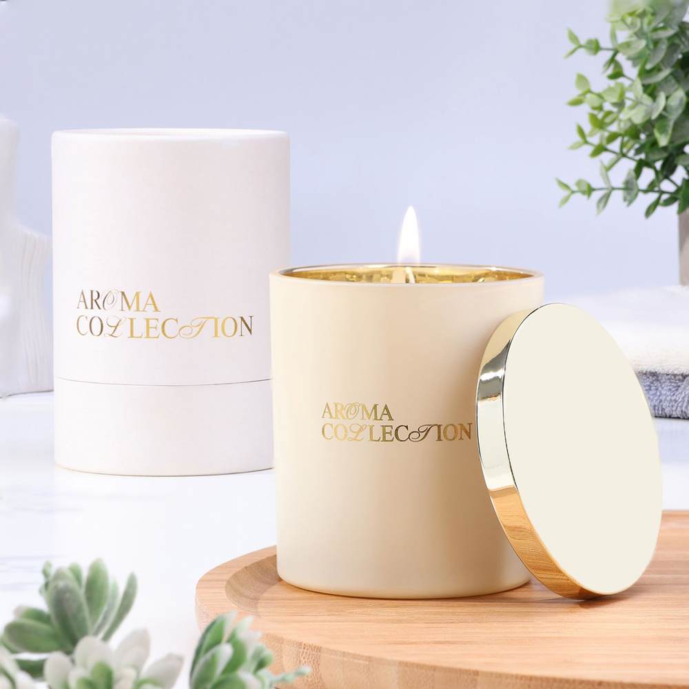 Свеча ароматическая в стакане "Aroma collection", 260 г, белый мускат, в тубусе  #1