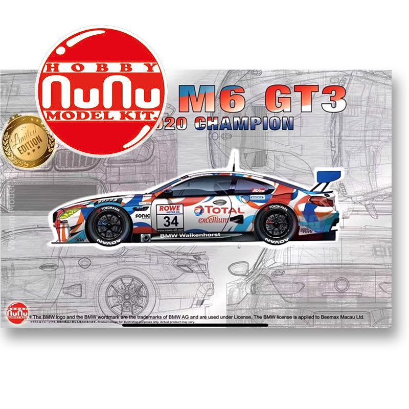 Сборная модель Машинка NUNU PN24042 1/24 BMW M6 GT3 2020 Nurburgring Winner car model kit  #1