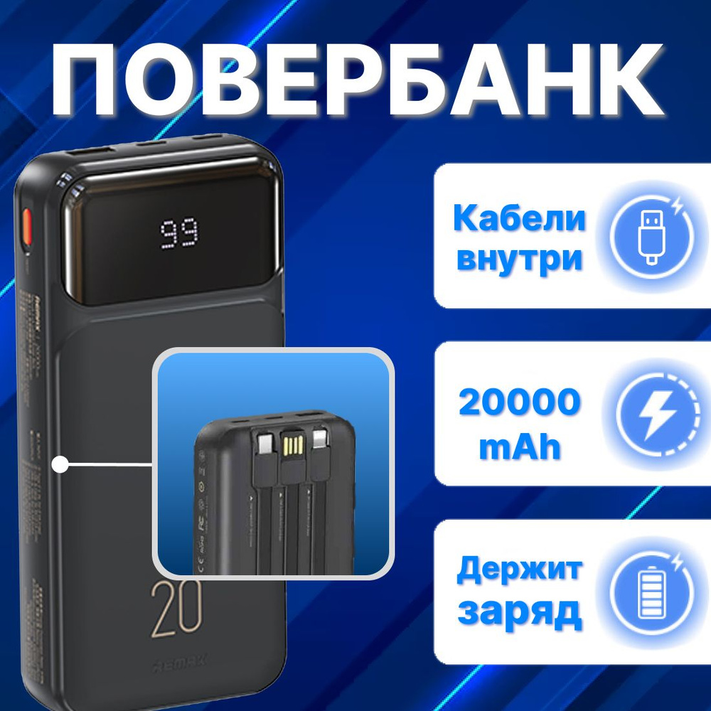 REMAX Внешний аккумулятор RPP683, 20000 мАч, голубой #1