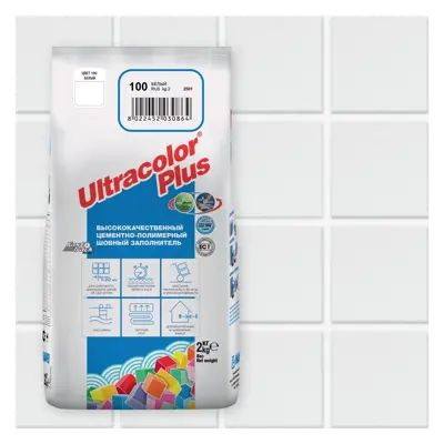 Mapei Ultracolor Plus/Мапей Ультраколор Плюс, 2кг,Цвет №100 Белый,затирка цементная  #1