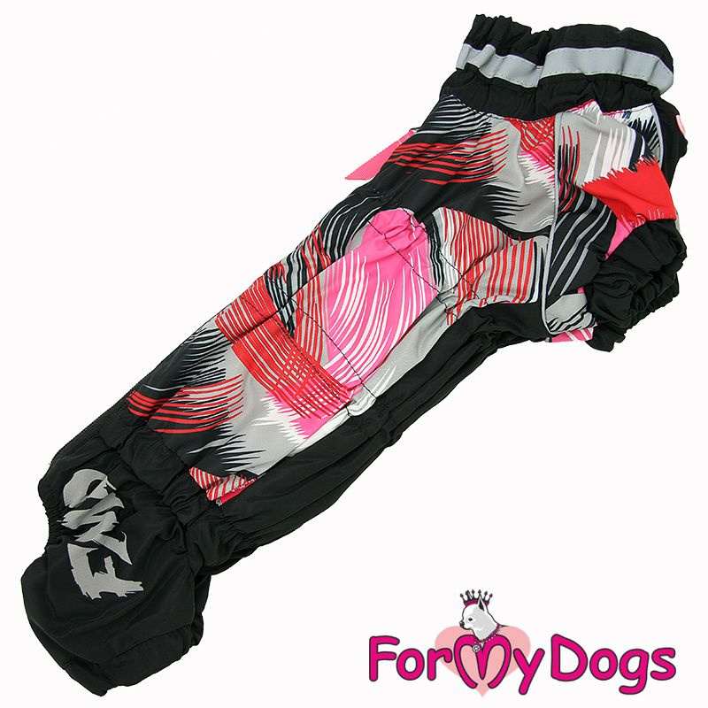 Дождевик утепленный для такс ForMyDogs Черно-розовый флис на девочку 696SS-2012T F, Размер ТМ2  #1