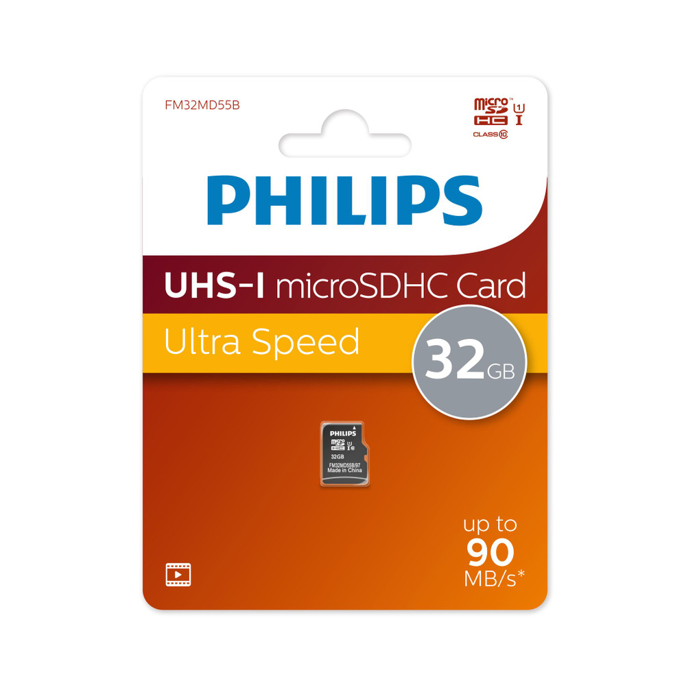 Флеш карта microSD 32GB PHILIPS High Speed microSDHC Class 10 90MB/s #1