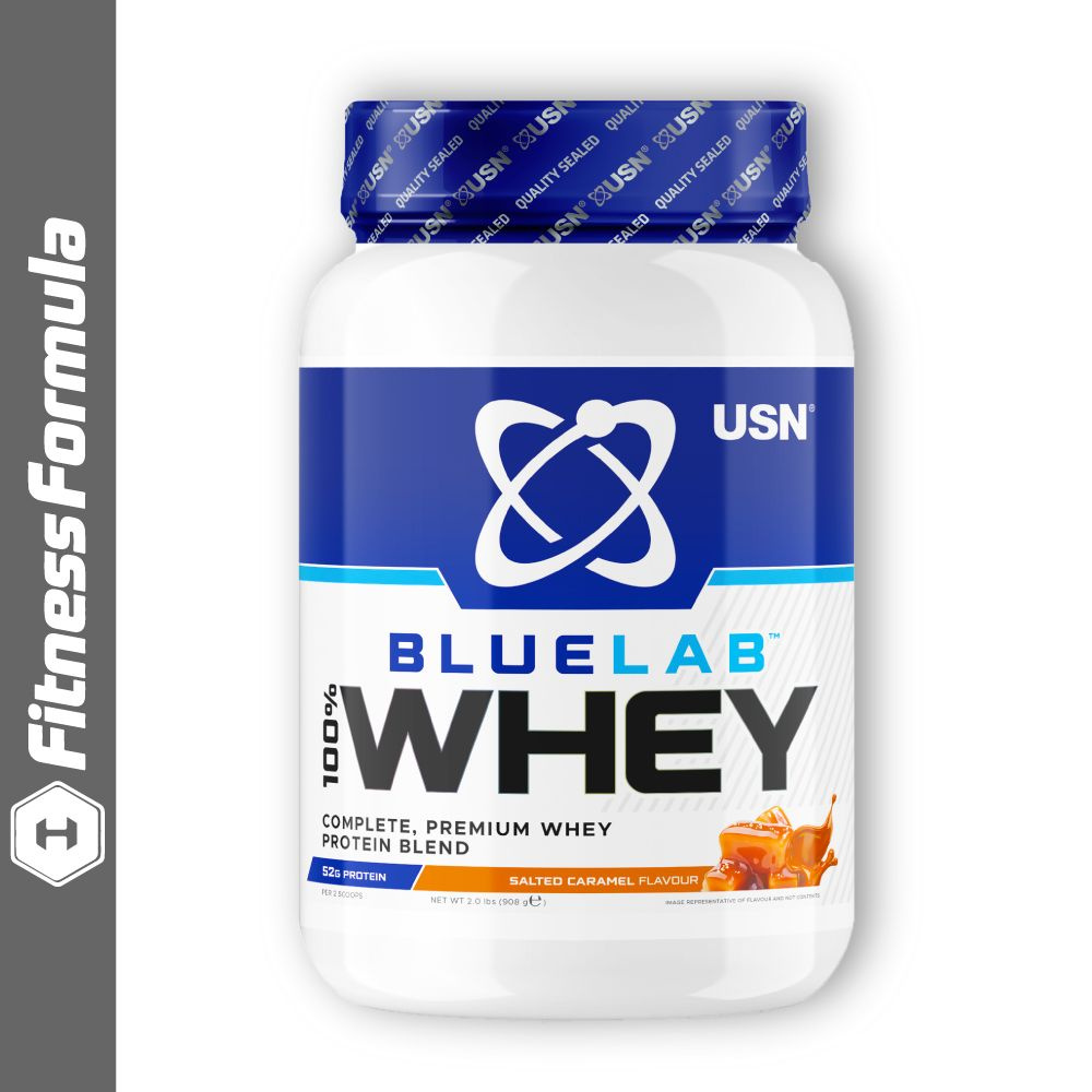 USN Blue Lab Whey, 908 гр, Соленая карамель, Сывороточный протеин для набора мышечной массы, поднятие #1