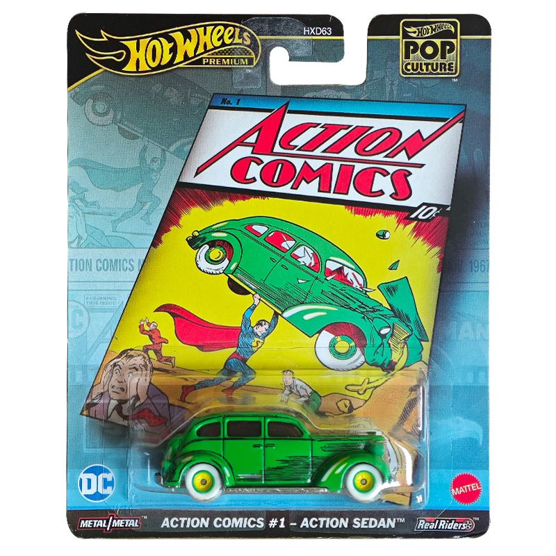 Машинка Mattel Hot Wheels Премиум автомобиль Поп-культура HXD63-Action Comics #1-Action Sedan  #1