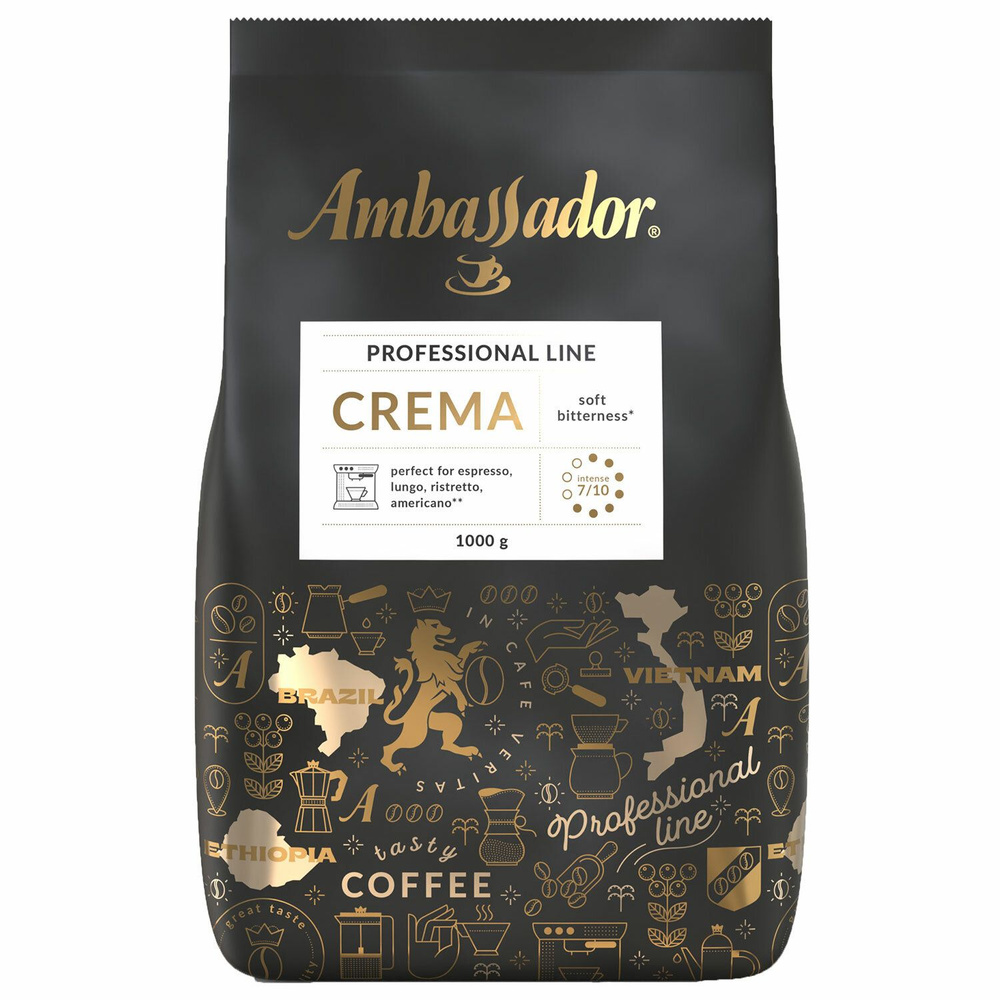 Кофе в зернах AMBASSADOR "Crema", 1 кг, вакуумная упаковка #1