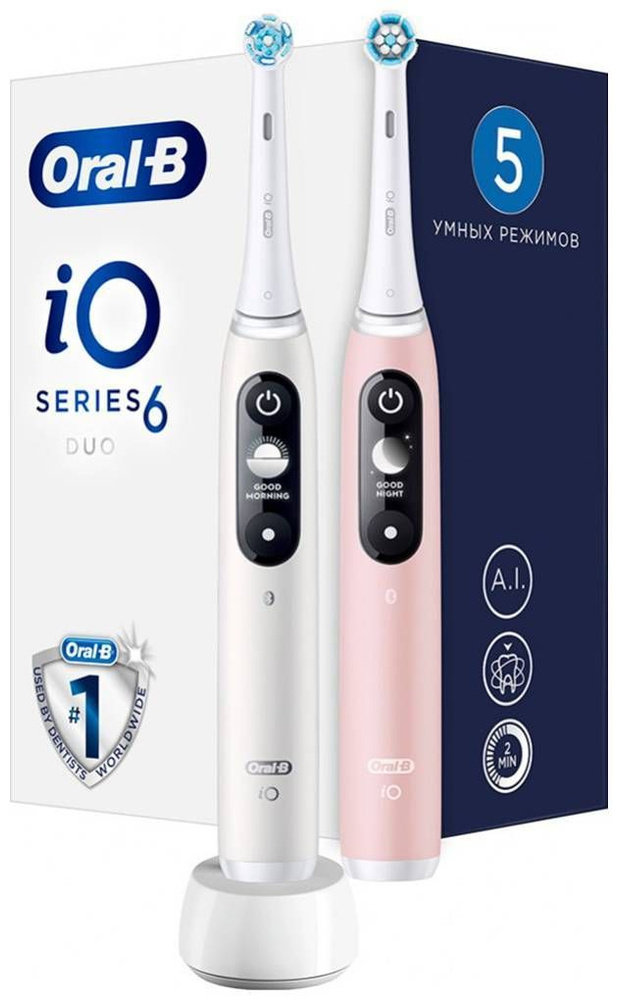 Электрическая зубная щетка BRAUN Oral-B iO 6 Duo White + Pink #1