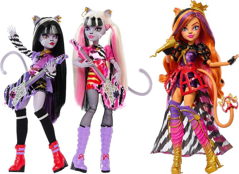 Эксклюзивный набор кошек Monster High the Hissfits Band Toralei Stripe, Meowlody And Purrsephone  #1