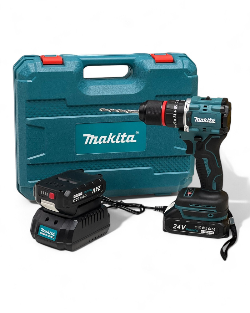 Дрель шуруповерт Makita 24 V / 13 патрон ,бесщеточный, 2 акб #1