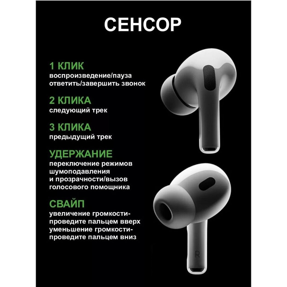 A.Pods Pro 2 Музыкальная гарнитура с микрофоном, беспроводное подключение Bluetooth, зарядка по кабелю #1