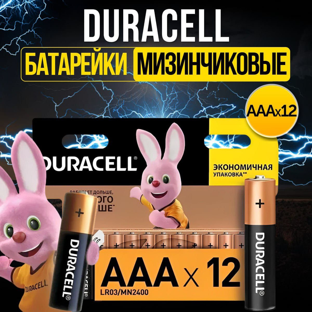 Duracell Батарейка AAA, L (щелочной) тип, 1,5 В, 12 шт #1