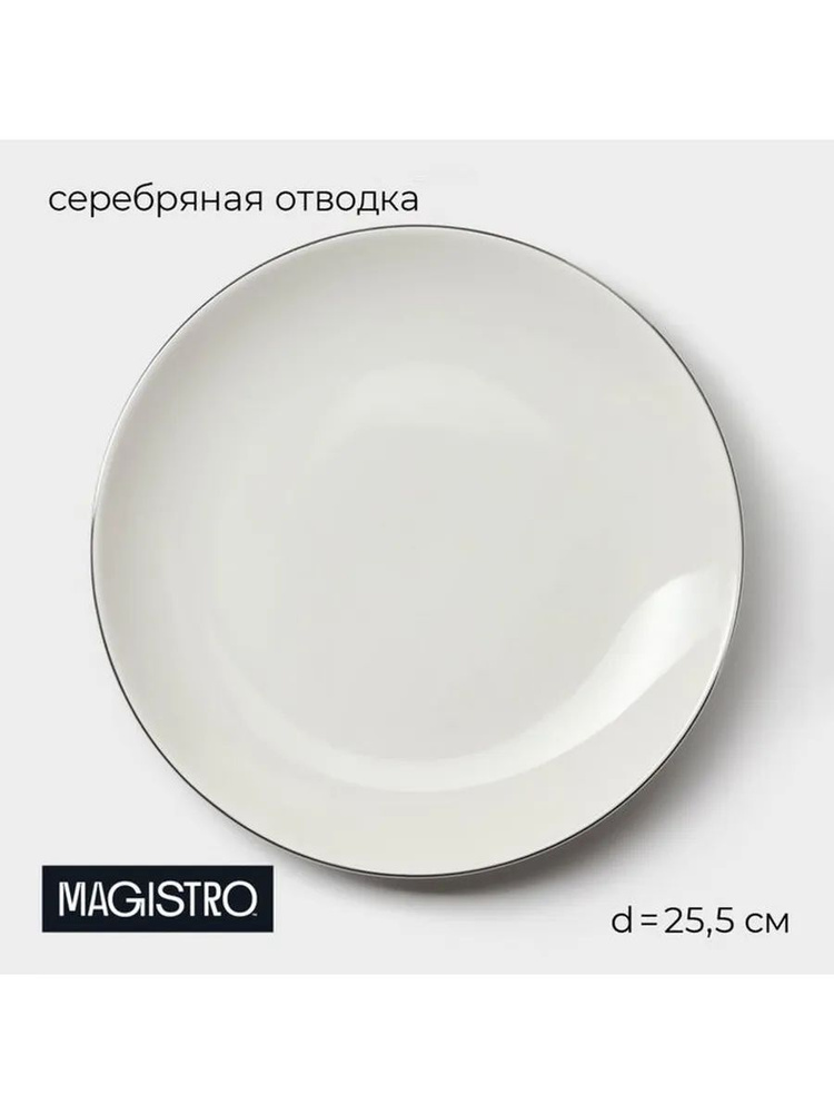 Тарелка фарфоровая обеденная Magistro La Perle, d 25,5 см, ц #1