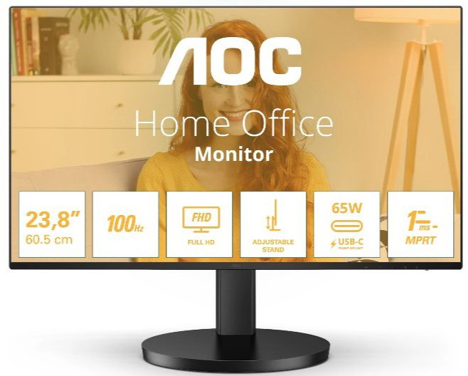 AOC 23.8" Монитор 24B3CF2 24B3CF2, черный #1