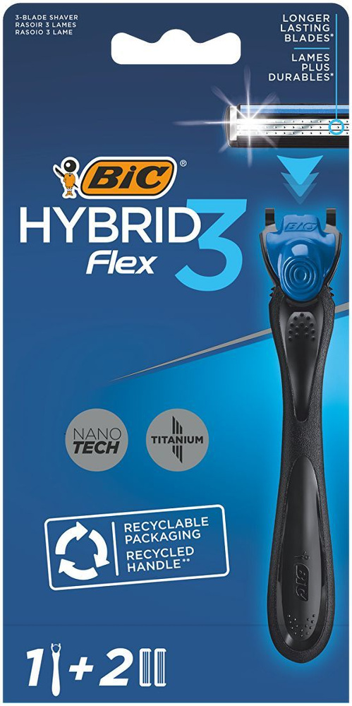 Bic Бритва Flex 3 Hybrid, 2 кассеты #1