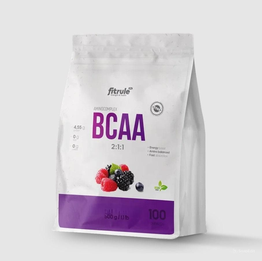 BCAA, FitRule, Смесь Аминокислот в порошке, 500 грамм, Лесные ягоды  #1