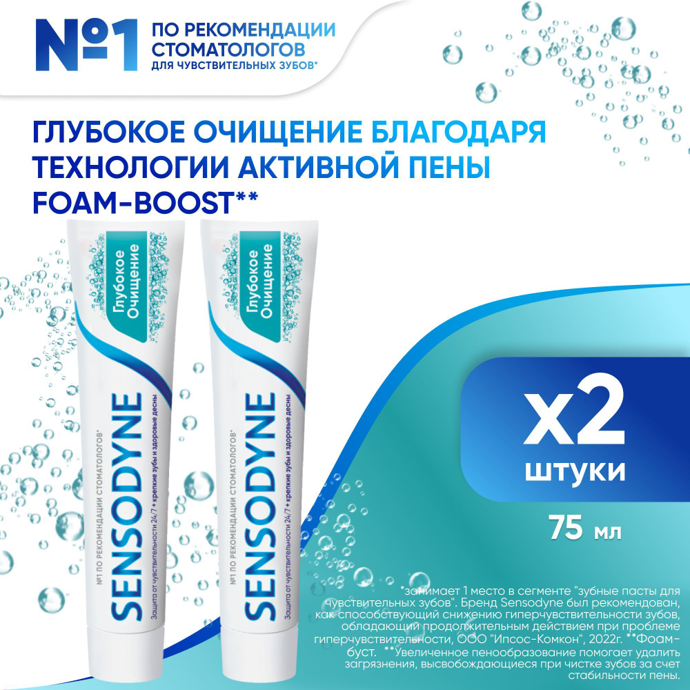 Зубная паста Sensodyne Глубокое Очищение для чувствительных зубов с фтором, для снижения чувствительности #1