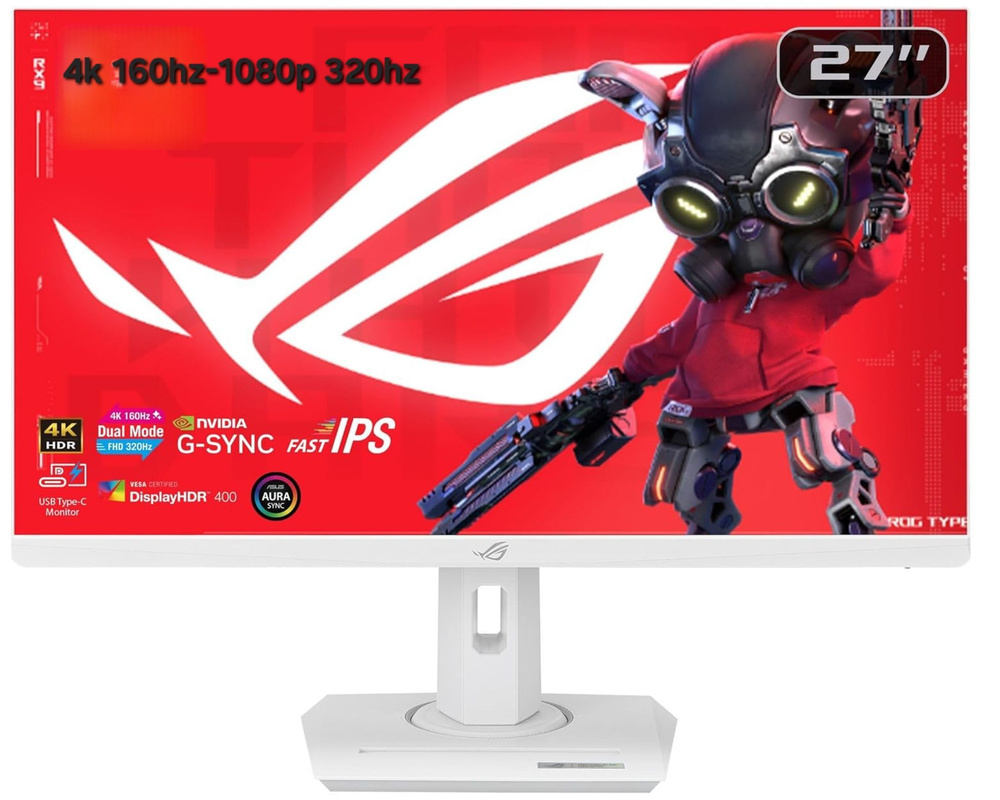 ASUS 27" Монитор Двухрежимный ROG Strix XG27UCG-W 4K-160hz-FHD-320hz Белый, белый  #1