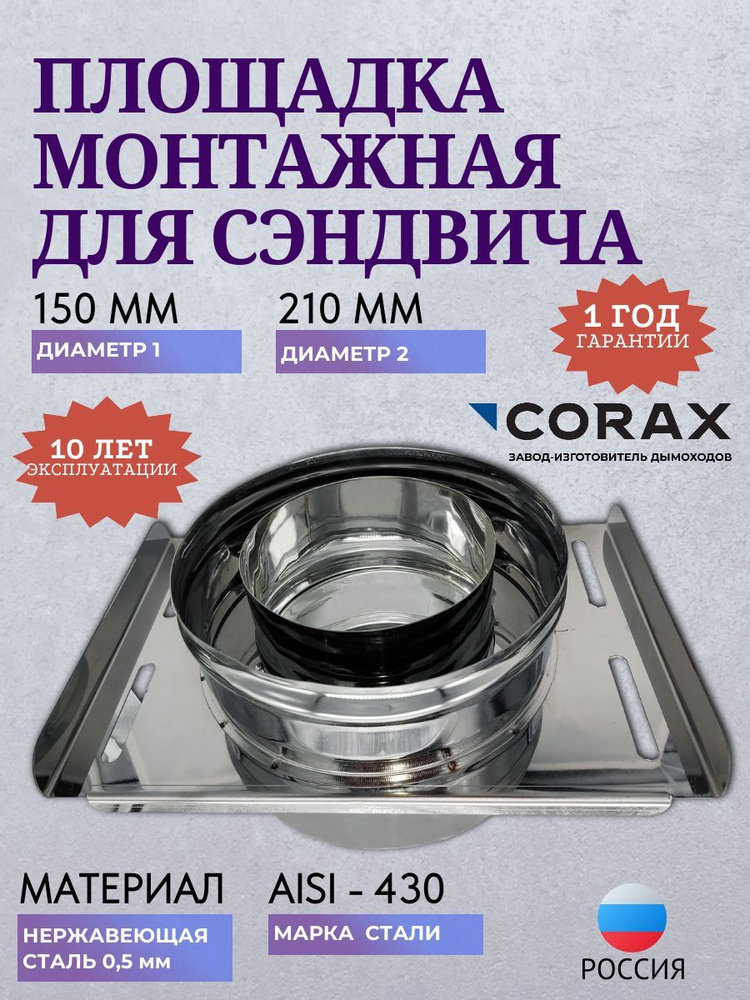 Площадка монтажная для сэндвича Ф 150х210 (430/0,5х0,5) CORAX #1