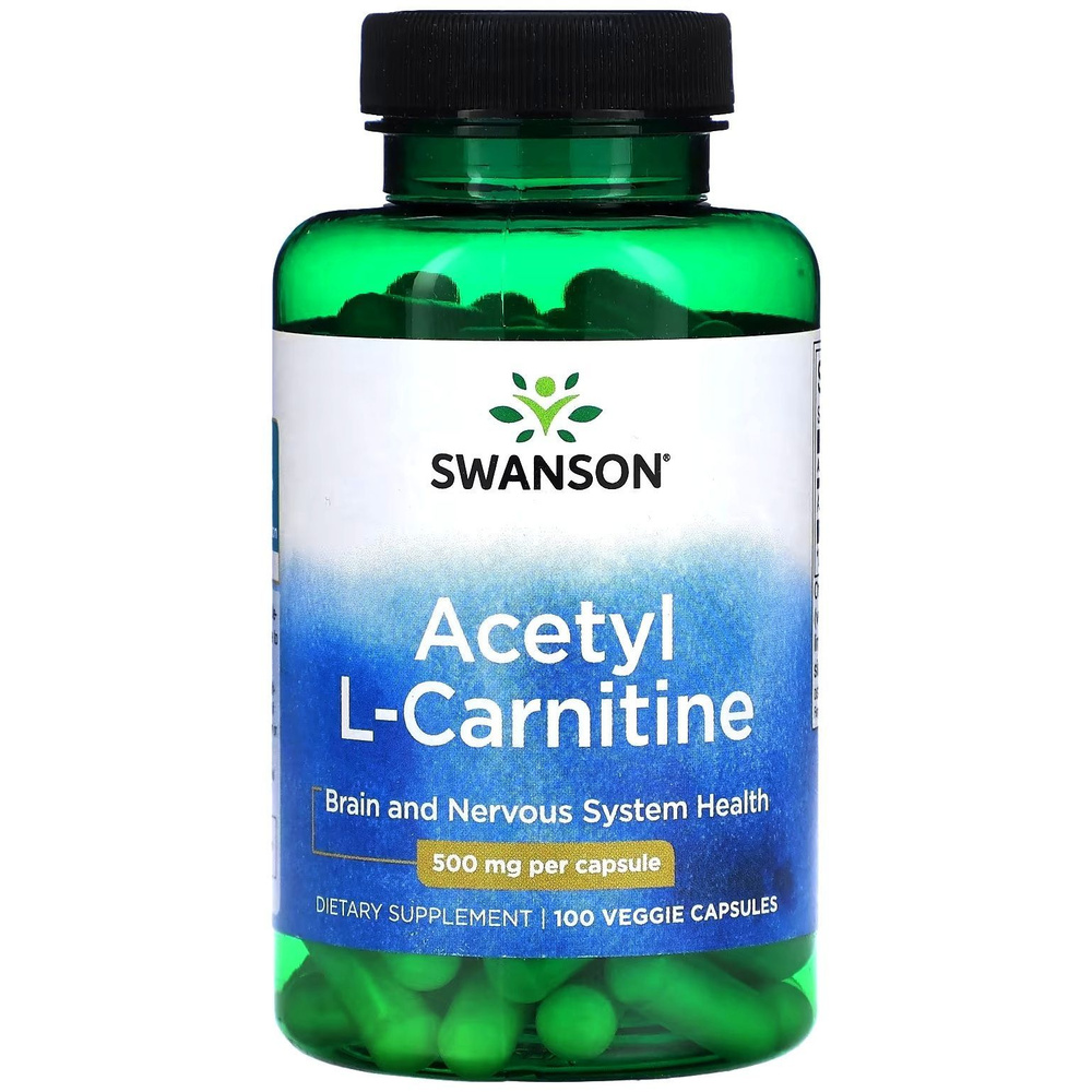 Acetyl L-Carnitine 500 mg 100 veg caps Swanson США / Ацетил-L-Карнитин 500 мг 100 капсул / Аминокислота. #1