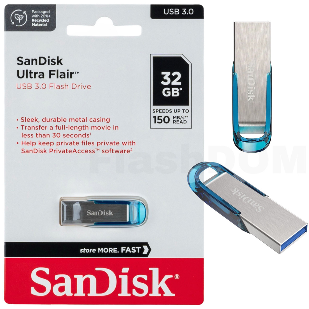 Флеш-накопитель SanDisk USB 3.0 32 ГБ Flash drive Ultra Flair Tropical Blue #1