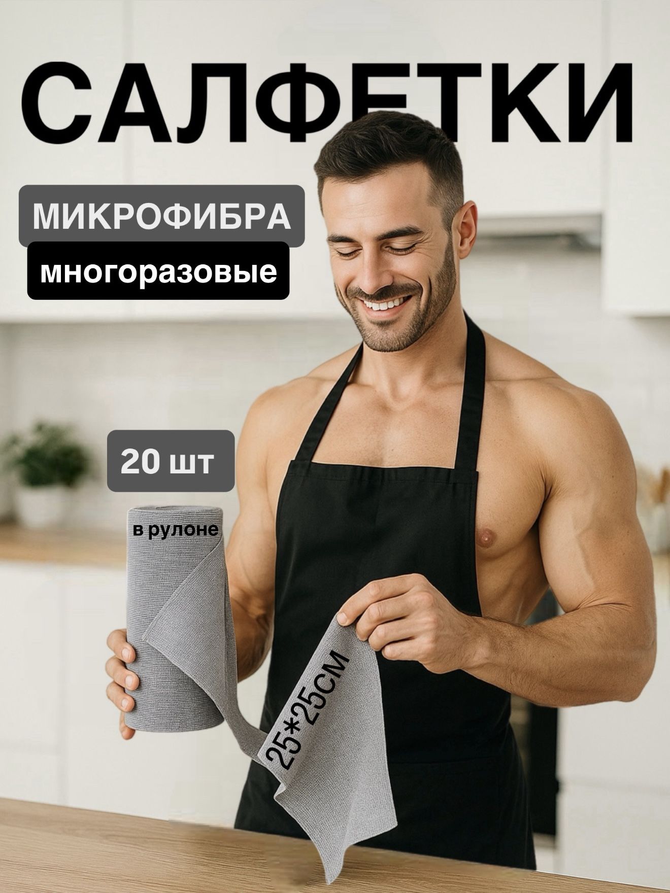 БелейнаСалфеткидляуборки,25*25см,20шт.