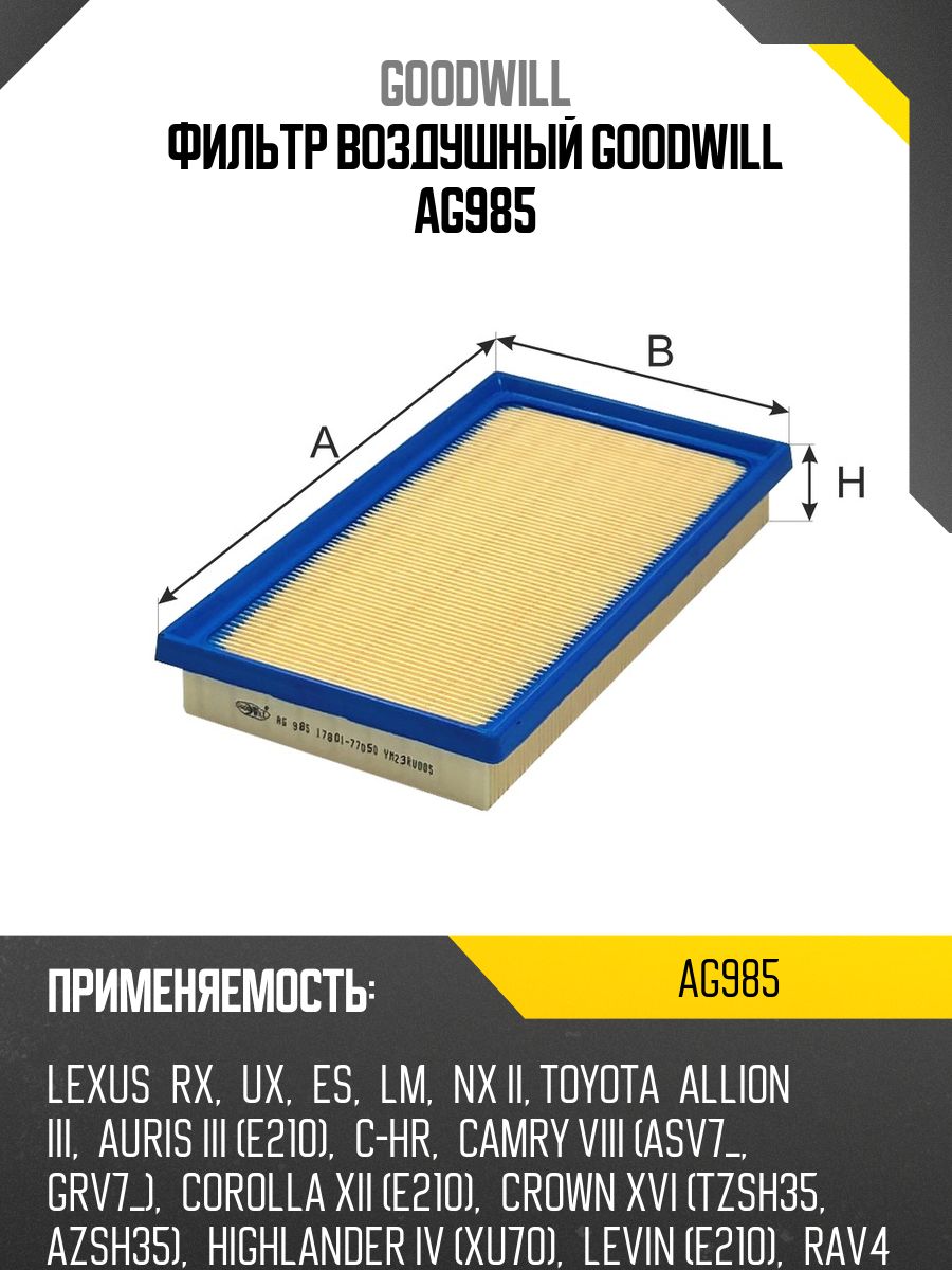 ФильтрвоздушныйGoodWillAG985