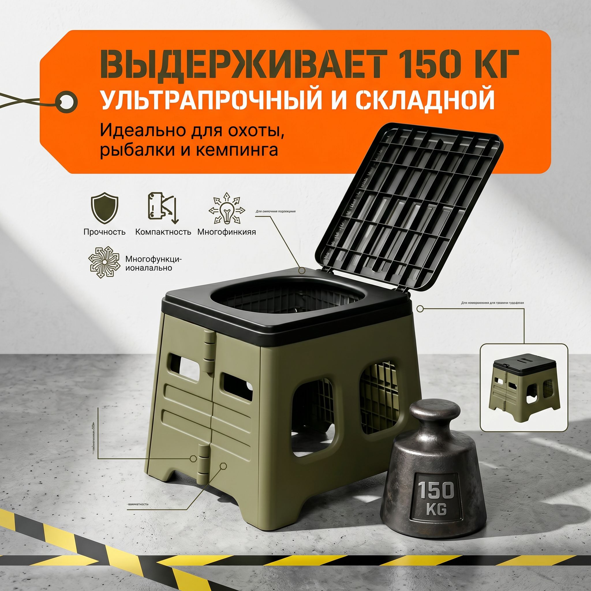 Туалеттуристическийскладнойдлявзрослыхидетей,1шт