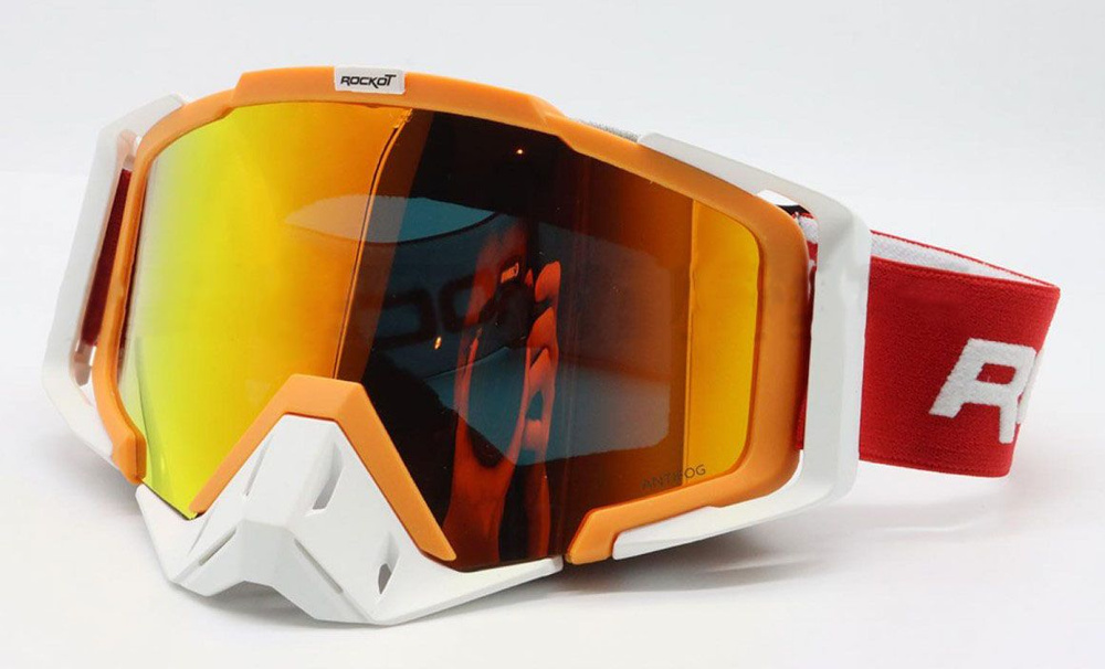 Кроссовые очки ROCKOT RM-323 (оранжевый-белый/оранжевая, REVO Light, Anti-Scratch/Anti-Fog)  #1