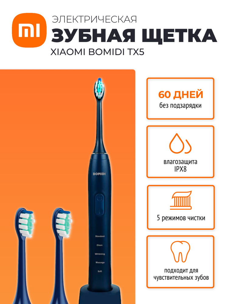 Xiaomi электрическая ультразвуковая зубная щетка в кейсе Bomidi Electric Toothbrush Sonic TX5, синий #1