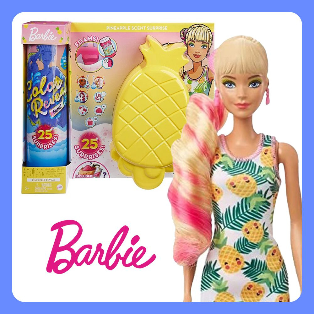 Кукла Барби - Color Reveal Пена, Ананас (Barbie Color Reveal Foam! Pineapple Doll & Pet Friend with 25 #1