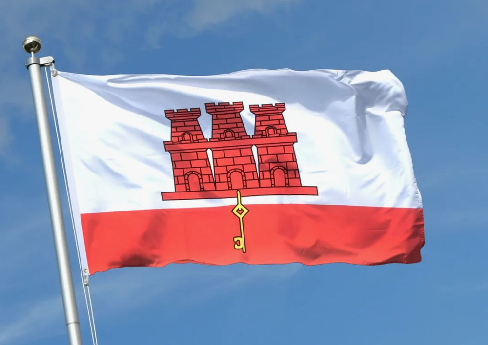Двусторонний флаг Гибралтара 40х60 см на лодку, катер или яхту с люверсами  #1