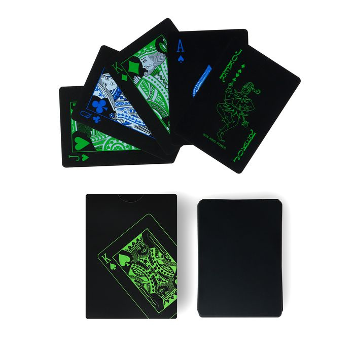 Карты игральные пластиковые "Неон", светящиеся, 30 мкм, 8.8 х 6.3 см, зеленые  #1