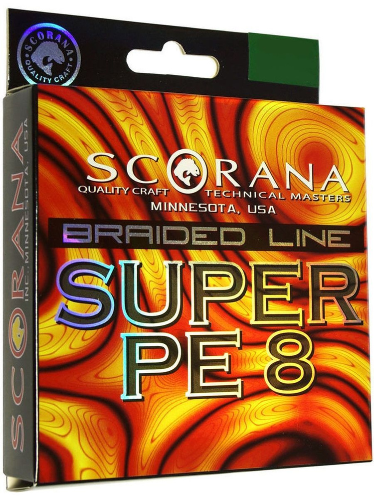 Плетенка рыболовная Шнур Scorana SUPER PE 8, 150m, Темн. Зелен., 0.12mm SUP8-012-GN  #1