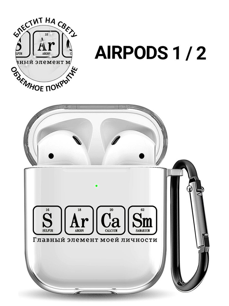 Прозрачный чехол для наушников Apple AirPods 1 / 2 с 3D принтом "Sarcasm Element"  #1