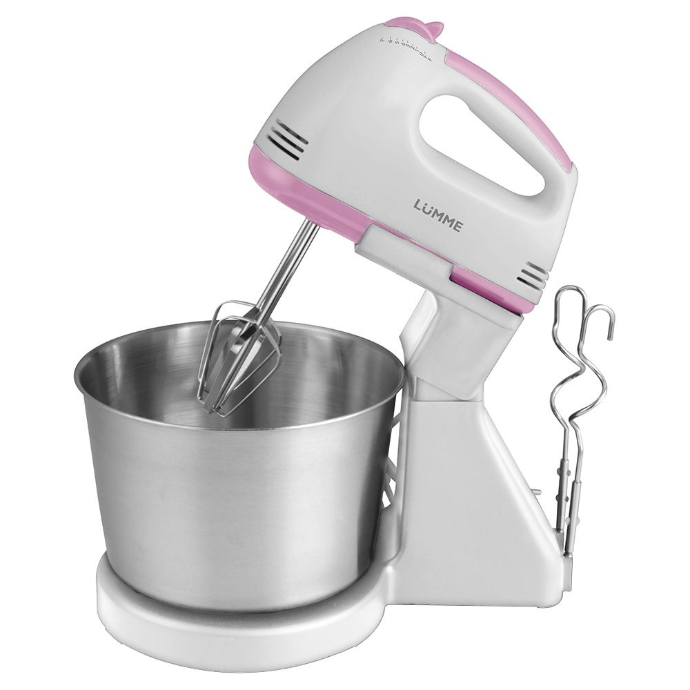 Миксер ручной кухонный LUMME LU-MX1870B с металлической чашей, розовый опал  #1