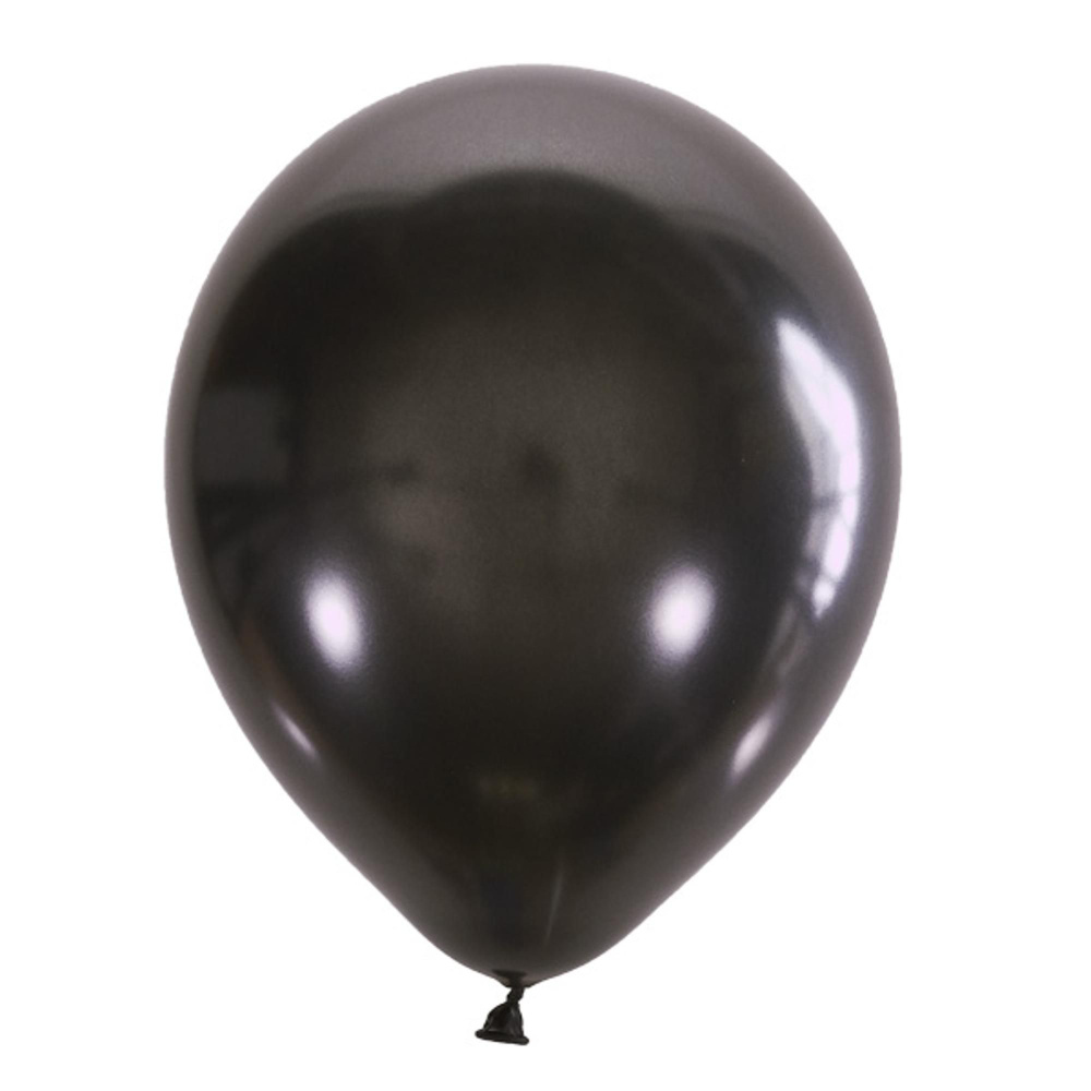 Воздушный шар 9"/23см Металлик BLACK 030 100шт #1