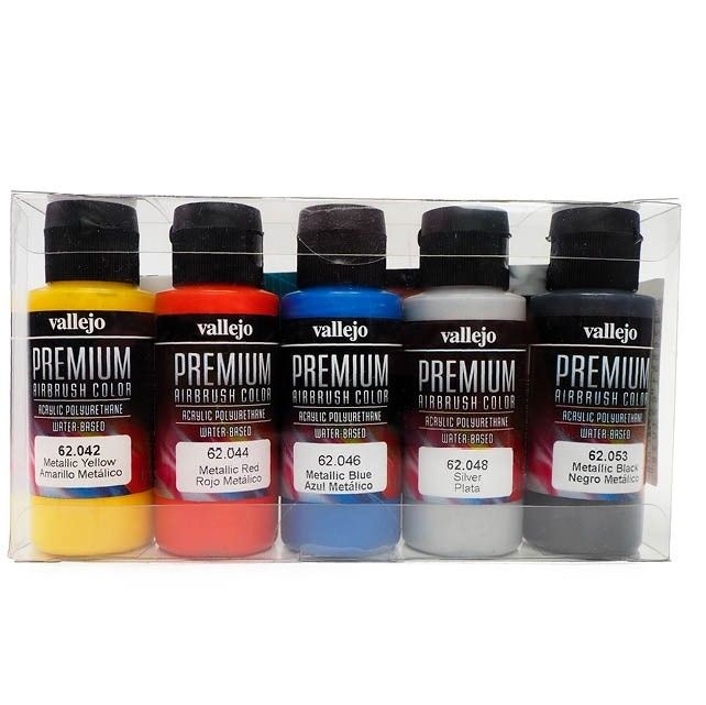 Набор красок для аэрографии Vallejo Premium "Metallic Colors" 62.103, 5 цветов по 60 мл  #1