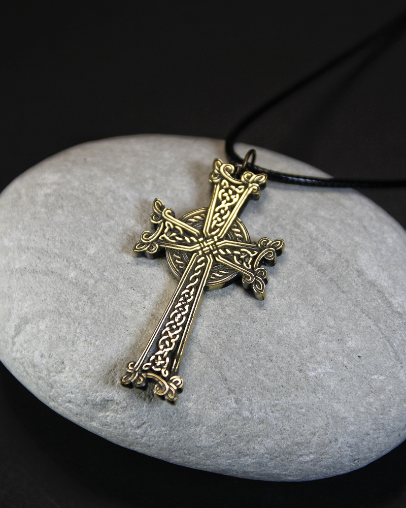 Защитный амулет Кельтский крест - 44 мм, бронза - символ мудрости, единства, гармонии, процветания - #1