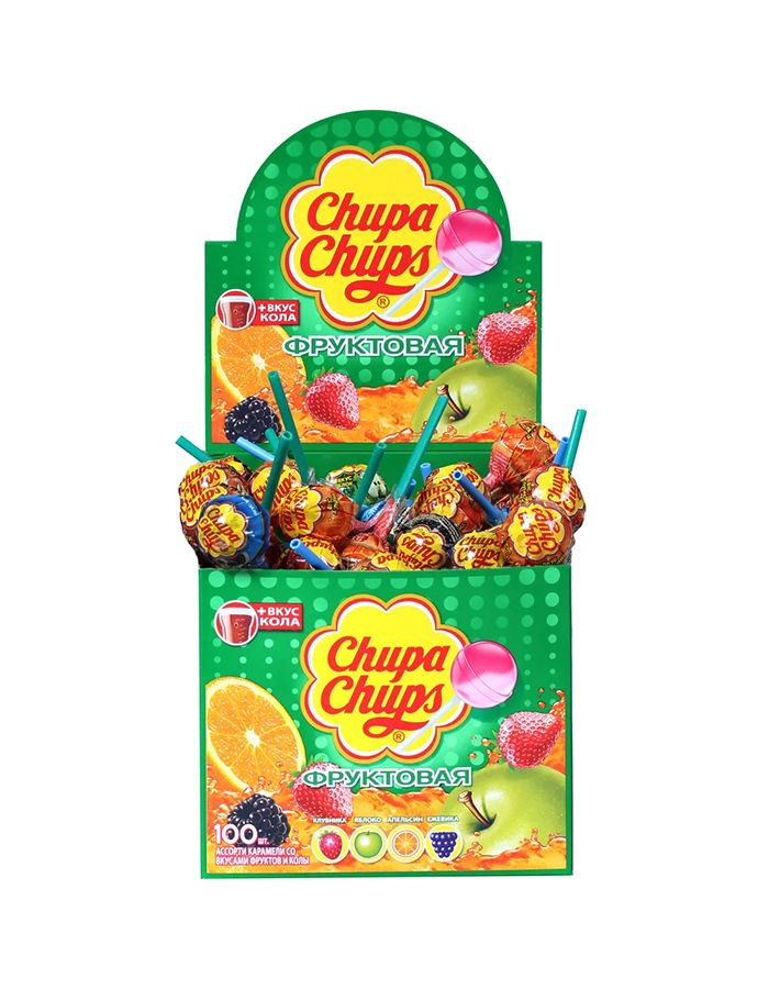 Карамель Chupa Chups со вкусом фруктов и колы, 100 шт по 12 гр #1