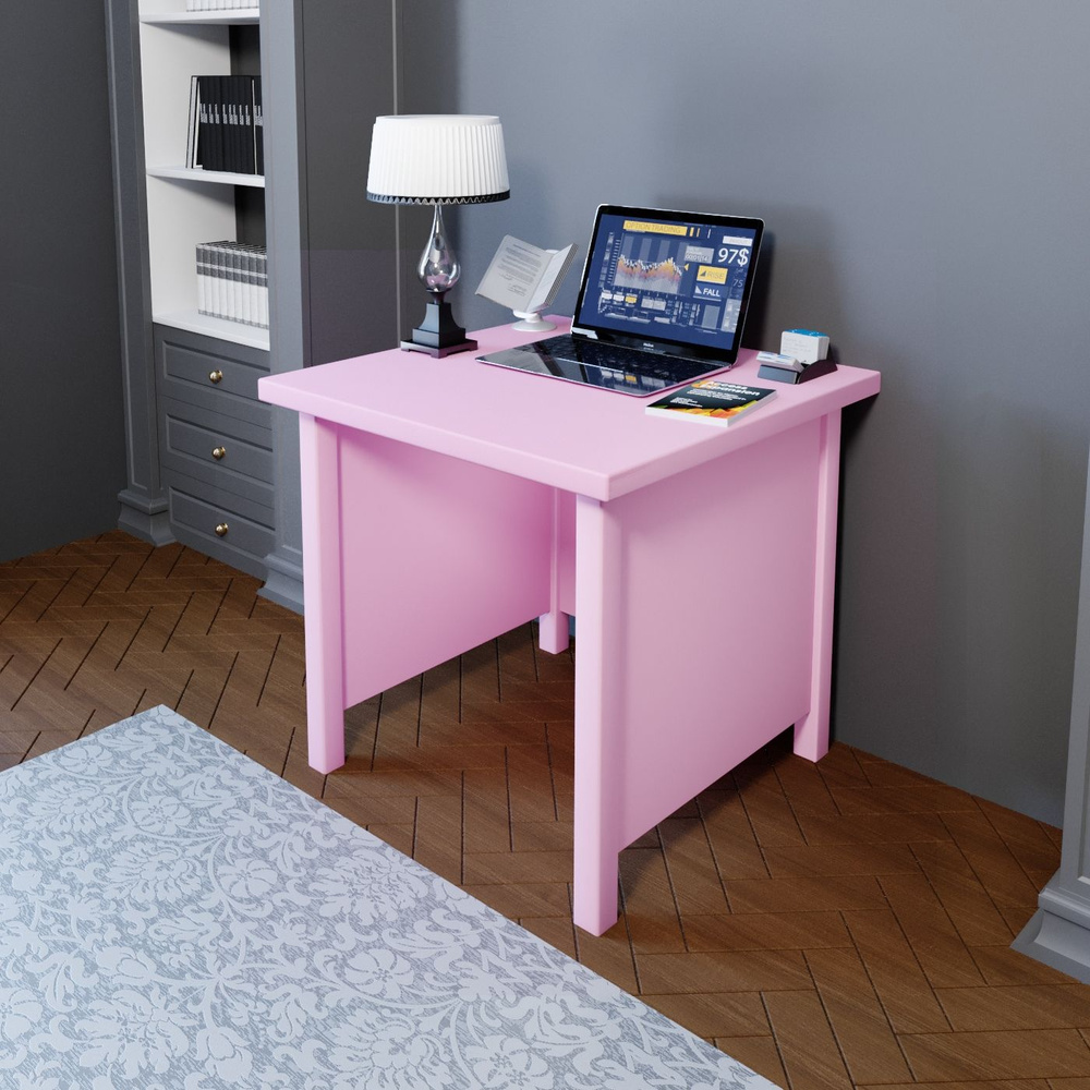 Стол руководительский Классика квадратный из массива сосны, цвет розовый, 60х60х75 см  #1