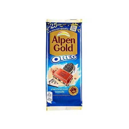 ALPEN GOLD 85г - 4 шт. Начинка чизкейк, кусочки печенья Oreo, Молочный Шоколад АЛЬПЕН ГОЛД  #1