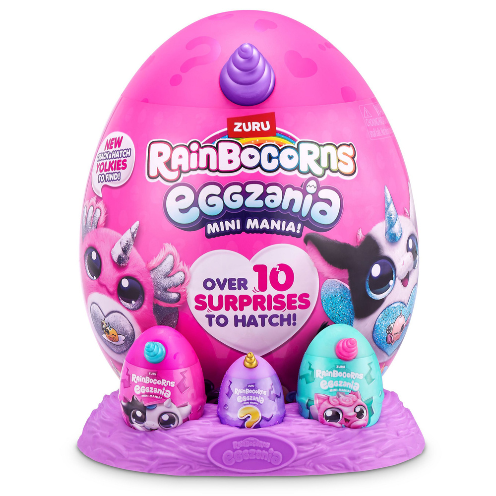 Игровой набор Zuru Rainbocorns Eggzania Mini Mania, мягкая игрушка-сюрприз в яйце, фиолетовый рог, арт. #1