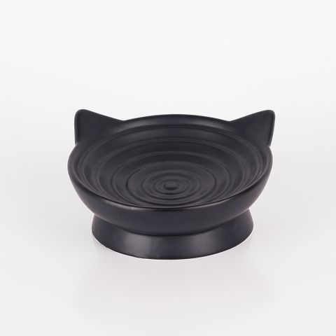 Миска для кошек Кошечка, 16,5х8,5 см, черная #1