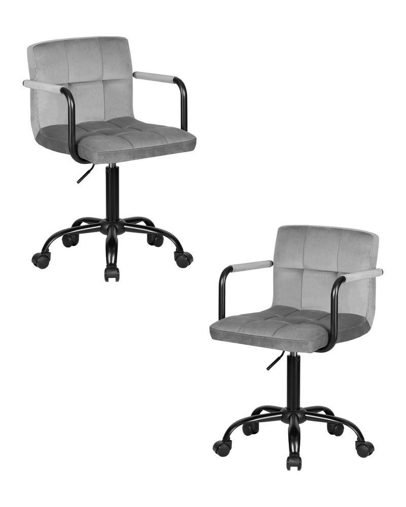 Набор 2 шт. Офисное кресло для персонала DOBRIN TERRY BLACK, LM-9400_BlackBase, серый велюр (MJ9-75) #1