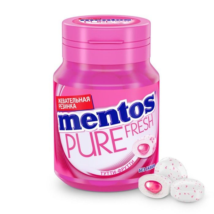 Жевательная резинка Mentos PureFresh с жидким центром, ТУТТИ-ФРУТТИ с экстрактом зелёного чая, 54 г  #1