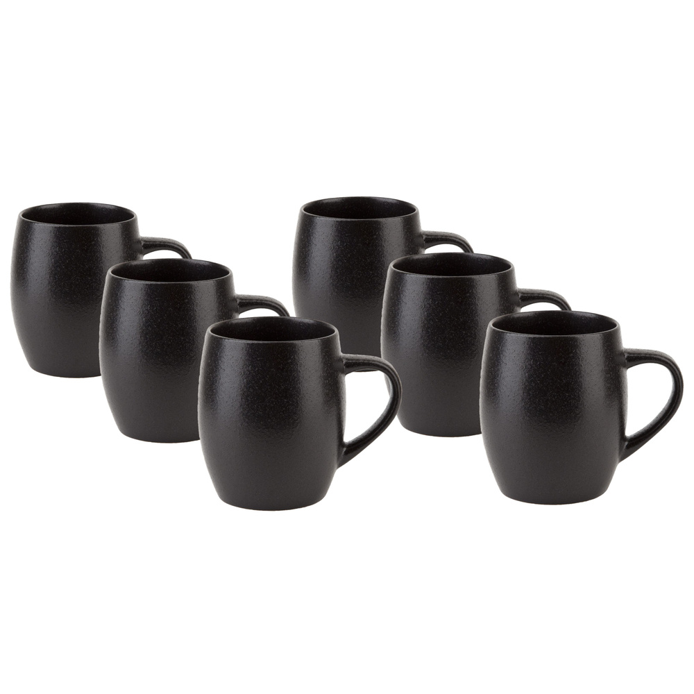Набор кружек 6 шт для чая и кофе 430 мл керамика Nouvelle Черный камень / чашки керамические черные на #1